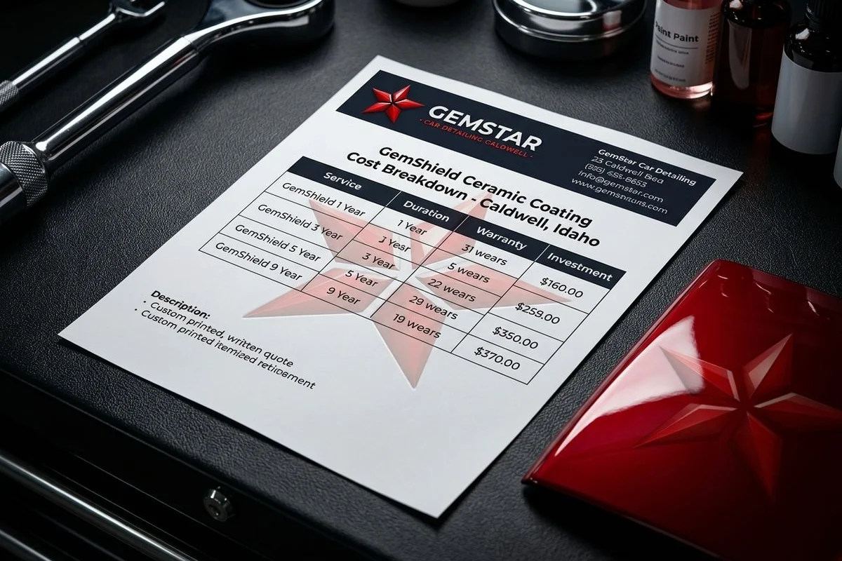 Itemized ceramic coating quote breakdown